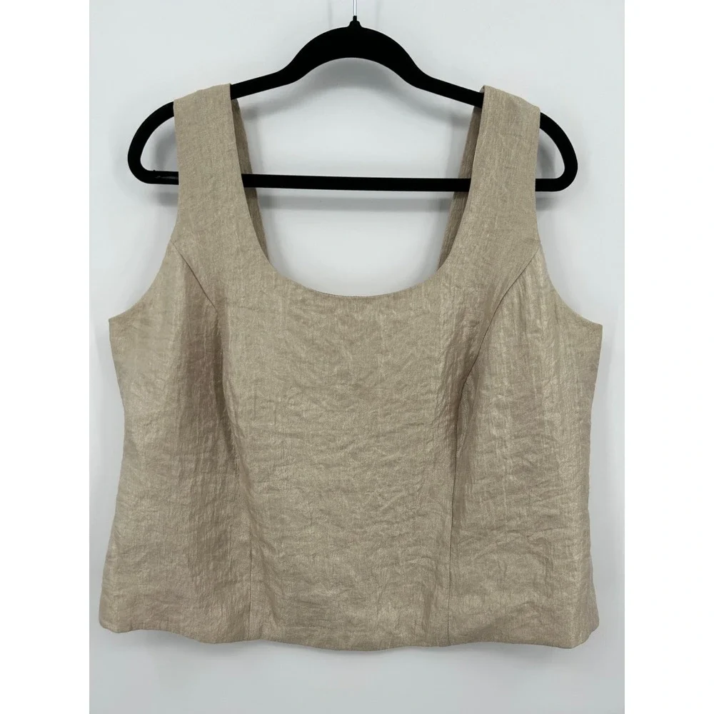 Expo New York Champagne Gold Metallic Sleeveless Shell Top Womens Size 16w - Picture 14 of 14